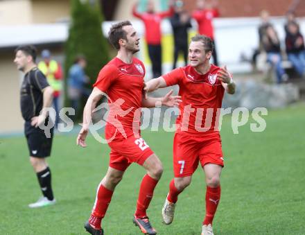 Fussball. Kaerntner Liga. Atus Ferlach gegen Koettmannsdorf. Torjubel Petar Maric, Martin Trattnig (Ferlach). Ferlach, 9.4.2016.
Foto: Kuess
---
pressefotos, pressefotografie, kuess, qs, qspictures, sport, bild, bilder, bilddatenbank