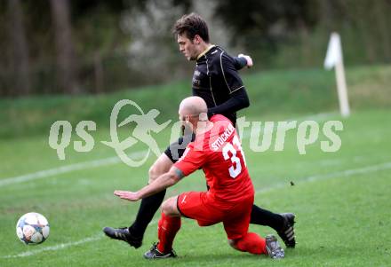 Fussball. Kaerntner Liga. Atus Ferlach gegen Koettmannsdorf. Stephan Mathias Stueckler (Ferlach), Stephan Borovnik (Koettmannsdorf). Ferlach, 9.4.2016.
Foto: Kuess
---
pressefotos, pressefotografie, kuess, qs, qspictures, sport, bild, bilder, bilddatenbank