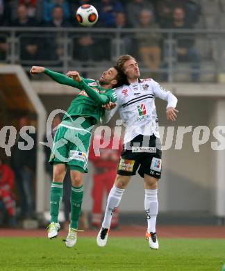 Fussball tipico Bundesliga. RZ Pellets WAC gegen SK Rapid Wien. Michael Sollbauer, (WAC), Correa Miranda Tomas Esteban  (Wien). Lavanttal Arena Wolfsberg, am 9.4.2016.
Foto: Kuess
---
pressefotos, pressefotografie, kuess, qs, qspictures, sport, bild, bilder, bilddatenbank