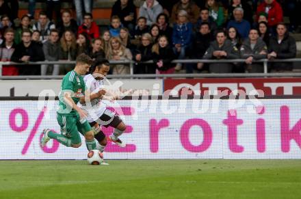 Fussball tipico Bundesliga. RZ Pellets WAC gegen SK Rapid Wien. Stephan Palla,  (WAC), Stephan Auer (Wien). Lavanttal Arena Wolfsberg, am 9.4.2016.
Foto: Kuess
---
pressefotos, pressefotografie, kuess, qs, qspictures, sport, bild, bilder, bilddatenbank