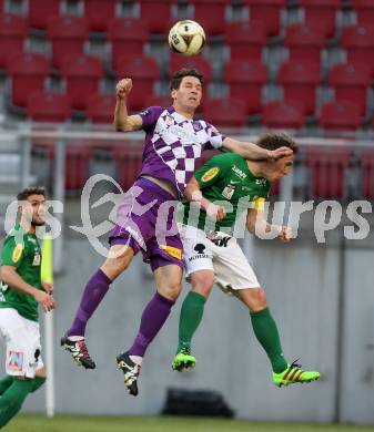 Fussball Sky Go Erste Liga. SK Austria Klagenfurt gegen Austria Lustenau.  Bernd Kager,  (Klagenfurt), Christoph Stueckler (Austria Lustenau). Klagenfurt, am 12.4.2016.
Foto: Kuess
---
pressefotos, pressefotografie, kuess, qs, qspictures, sport, bild, bilder, bilddatenbank