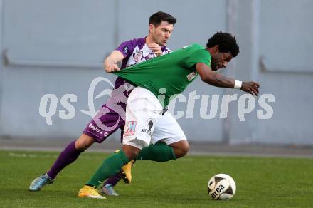 Fussball Sky Go Erste Liga. SK Austria Klagenfurt gegen Austria Lustenau.  Mirnes Becirovic,  (Klagenfurt), Jailson Severiano Alves (Austria Lustenau). Klagenfurt, am 12.4.2016.
Foto: Kuess
---
pressefotos, pressefotografie, kuess, qs, qspictures, sport, bild, bilder, bilddatenbank