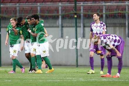 Fussball Sky Go Erste Liga. SK Austria Klagenfurt gegen Austria Lustenau.  Torjubel Thiago De Lima Silva (Austria Lustenau). Klagenfurt, am 12.4.2016.
Foto: Kuess
---
pressefotos, pressefotografie, kuess, qs, qspictures, sport, bild, bilder, bilddatenbank