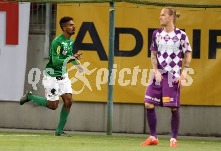 Fussball Sky Go Erste Liga. SK Austria Klagenfurt gegen Austria Lustenau.  Torjubel Seifedin Chabbi (Austria Lustenau). Klagenfurt, am 12.4.2016.
Foto: Kuess
---
pressefotos, pressefotografie, kuess, qs, qspictures, sport, bild, bilder, bilddatenbank