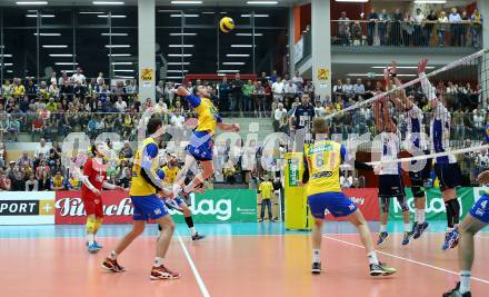 Volleyball AVL. Finale. SK Posojilnica  Aich/Dob gegen HYPO Tirol.  Kiryll Krasnevski (Aich/Dob). Bleiburg, am 16.4.2016.
Foto: Kuess
---
pressefotos, pressefotografie, kuess, qs, qspictures, sport, bild, bilder, bilddatenbank