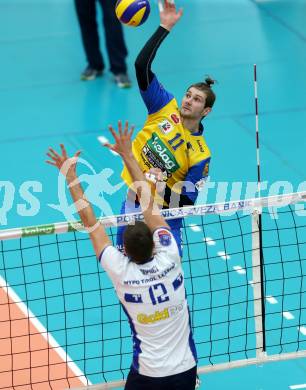 Volleyball AVL. Finale. SK Posojilnica  Aich/Dob gegen HYPO Tirol.  Danijel Koncilja (Aich/Dob). Bleiburg, am 16.4.2016.
Foto: Kuess
---
pressefotos, pressefotografie, kuess, qs, qspictures, sport, bild, bilder, bilddatenbank