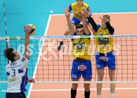 Volleyball AVL. Finale. SK Posojilnica  Aich/Dob gegen HYPO Tirol.  Peter Mlynarcik, Peter Wohlfahrtstaetter (Aich/Dob). Bleiburg, am 16.4.2016.
Foto: Kuess
---
pressefotos, pressefotografie, kuess, qs, qspictures, sport, bild, bilder, bilddatenbank