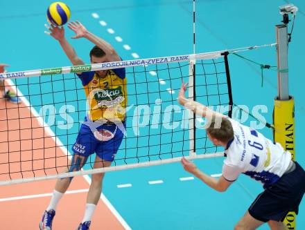 Volleyball AVL. Finale. SK Posojilnica  Aich/Dob gegen HYPO Tirol.  Kiryll Krasnevski (Aich/Dob). Bleiburg, am 16.4.2016.
Foto: Kuess
---
pressefotos, pressefotografie, kuess, qs, qspictures, sport, bild, bilder, bilddatenbank