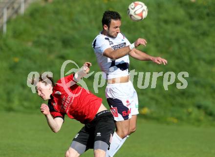 Fussball Kaerntner Liga. Maria Saal gegen SAK. Nikolai Michael Kremer,  (Maria Saal), Murat Veliu (SAK). Maria Saal, am 16.4.2016.
Foto: Kuess
---
pressefotos, pressefotografie, kuess, qs, qspictures, sport, bild, bilder, bilddatenbank