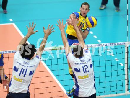 Volleyball AVL. Finale. SK Posojilnica  Aich/Dob gegen HYPO Tirol.  Nejc Pusnik (Aich/Dob). Bleiburg, am 16.4.2016.
Foto: Kuess
---
pressefotos, pressefotografie, kuess, qs, qspictures, sport, bild, bilder, bilddatenbank