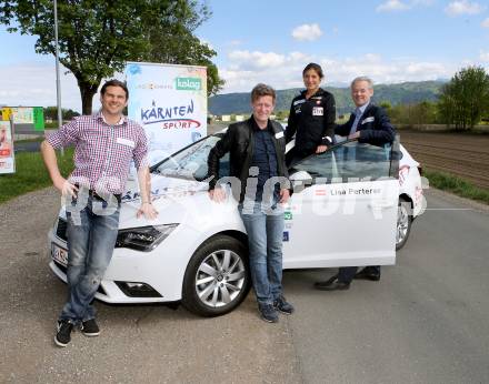 Triathlon. Kaernten Sport. Autouebergabe an Lisa Perterer. Stefan Weitensfelder, Arno Arthofer, Lisa Perterer, Werner Pietsch (Kelag). Klagenfurt, 19.4.2016.
Foto: Kuess
---
pressefotos, pressefotografie, kuess, qs, qspictures, sport, bild, bilder, bilddatenbank