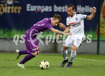 Fussball Sky Go Erste Liga. SK Austria KLagenfurt gegen Austria Salzburg.  Rajko Rep, (Klagenfurt),  Felipe Dorta  (Salzburg). KLagenfurt, am 22.4.2016. 
Foto: Kuess
---
pressefotos, pressefotografie, kuess, qs, qspictures, sport, bild, bilder, bilddatenbank