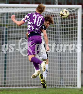 Fussball Sky Go Erste Liga. SK Austria KLagenfurt gegen Austria Salzburg.  Matthias Koch, (Klagenfurt), Felix Huspek  (Salzburg). KLagenfurt, am 22.4.2016. 
Foto: Kuess
---
pressefotos, pressefotografie, kuess, qs, qspictures, sport, bild, bilder, bilddatenbank