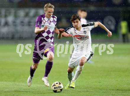 Fussball Sky Go Erste Liga. SK Austria KLagenfurt gegen Austria Salzburg.  Matthias Koch, (Klagenfurt), Felix Huspek  (Salzburg). KLagenfurt, am 22.4.2016. 
Foto: Kuess
---
pressefotos, pressefotografie, kuess, qs, qspictures, sport, bild, bilder, bilddatenbank