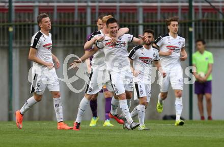 Fussball Sky Go Erste Liga. SK Austria KLagenfurt gegen Austria Salzburg.  Torjubel (Salzburg). KLagenfurt, am 22.4.2016. 
Foto: Kuess
---
pressefotos, pressefotografie, kuess, qs, qspictures, sport, bild, bilder, bilddatenbank