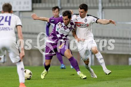 Fussball Sky Go Erste Liga. SK Austria KLagenfurt gegen Austria Salzburg.  Muhammed Calhanoglu, (Klagenfurt), Elias Kircher  (Salzburg). KLagenfurt, am 22.4.2016. 
Foto: Kuess
---
pressefotos, pressefotografie, kuess, qs, qspictures, sport, bild, bilder, bilddatenbank