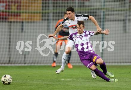 Fussball Sky Go Erste Liga. SK Austria KLagenfurt gegen Austria Salzburg.  Rajko Rep, (Klagenfurt), Elias Kircher  (Salzburg). KLagenfurt, am 22.4.2016. 
Foto: Kuess
---
pressefotos, pressefotografie, kuess, qs, qspictures, sport, bild, bilder, bilddatenbank