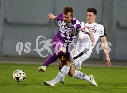 Fussball Sky Go Erste Liga. SK Austria KLagenfurt gegen Austria Salzburg.  Rajko Rep, (Klagenfurt), Elias Kircher  (Salzburg). KLagenfurt, am 22.4.2016. 
Foto: Kuess
---
pressefotos, pressefotografie, kuess, qs, qspictures, sport, bild, bilder, bilddatenbank