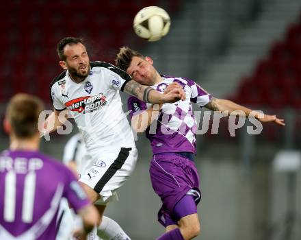 Fussball Sky Go Erste Liga. SK Austria KLagenfurt gegen Austria Salzburg.  Stefan Schwendinger, (Klagenfurt), Lukas Katnik  (Salzburg). KLagenfurt, am 22.4.2016. 
Foto: Kuess
---
pressefotos, pressefotografie, kuess, qs, qspictures, sport, bild, bilder, bilddatenbank