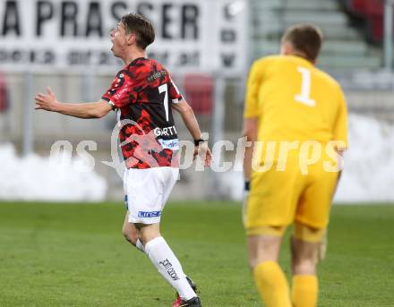 Fussball Sky Go Erste Liga. SK Austria KLagenfurt gegen LASK.  Torjubel Rene Gartler  (LASK). KLagenfurt, am 29.4.2016. 
Foto: Kuess
---
pressefotos, pressefotografie, kuess, qs, qspictures, sport, bild, bilder, bilddatenbank