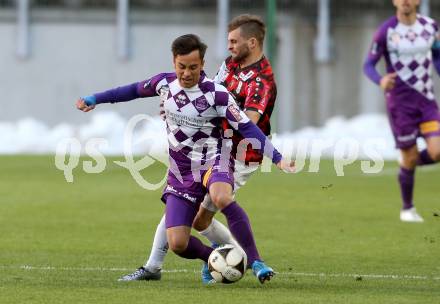 Fussball Sky Go Erste Liga. SK Austria KLagenfurt gegen LASK. Eric Zachhuber, (Klagenfurt), Philipp Huspek  (LASK). KLagenfurt, am 29.4.2016. 
Foto: Kuess
---
pressefotos, pressefotografie, kuess, qs, qspictures, sport, bild, bilder, bilddatenbank