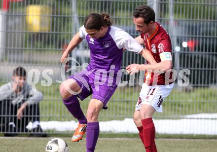 Fussball Unterliga Ost. SK Austria Klagenfurt Amateure gegen Ludmannsdorf.  Raphael Nageler, (Klagenfurt), Michael Sablatnik  (Ludmannsdorf). Klagenfurt, am 30.4.2016.
Foto: Kuess
---
pressefotos, pressefotografie, kuess, qs, qspictures, sport, bild, bilder, bilddatenbank