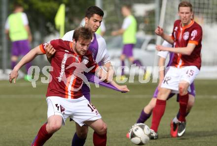 Fussball Unterliga Ost. SK Austria Klagenfurt Amateure gegen Ludmannsdorf.  Luka Bjelica, (Klagenfurt), Jernej Smukavec  (Ludmannsdorf). Klagenfurt, am 30.4.2016.
Foto: Kuess
---
pressefotos, pressefotografie, kuess, qs, qspictures, sport, bild, bilder, bilddatenbank