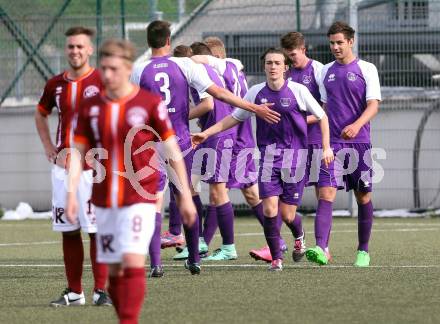 Fussball Unterliga Ost. SK Austria Klagenfurt Amateure gegen Ludmannsdorf.  Torjubel (Klagenfurt). Klagenfurt, am 30.4.2016.
Foto: Kuess
---
pressefotos, pressefotografie, kuess, qs, qspictures, sport, bild, bilder, bilddatenbank