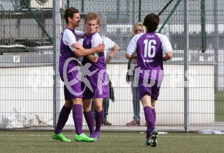 Fussball Unterliga Ost. SK Austria Klagenfurt Amateure gegen Ludmannsdorf.  Torjubel Florian Jaritz (Klagenfurt). Klagenfurt, am 30.4.2016.
Foto: Kuess
---
pressefotos, pressefotografie, kuess, qs, qspictures, sport, bild, bilder, bilddatenbank