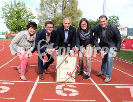 Leichtathletik. 60 Jahr Feier KLC. Ruth Feistritzer, Werner Pullnig, Juergen Pfeiler, Betina Germann, Markus Geiger. Klagenfurt, am 30.4.2016.
Foto: Kuess
---
pressefotos, pressefotografie, kuess, qs, qspictures, sport, bild, bilder, bilddatenbank