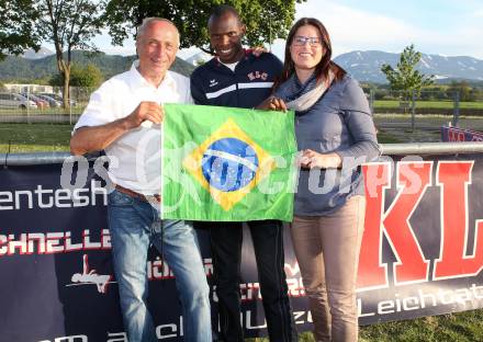 Leichtathletik. 60 Jahr Feier KLC.  Robert Kropiunig, Edwin Kemboi, Betina Germann. Klagenfurt, am 30.4.2016.
Foto: Kuess
---
pressefotos, pressefotografie, kuess, qs, qspictures, sport, bild, bilder, bilddatenbank