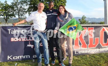 Leichtathletik. 60 Jahr Feier KLC.  Robert Kropiunig, Edwin Kemboi, Betina Germann. Klagenfurt, am 30.4.2016.
Foto: Kuess
---
pressefotos, pressefotografie, kuess, qs, qspictures, sport, bild, bilder, bilddatenbank