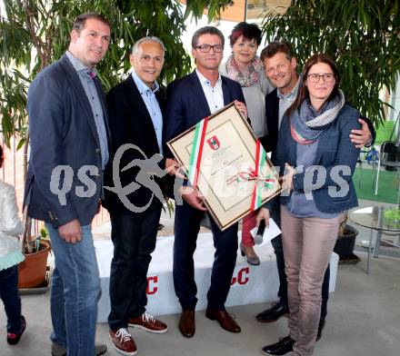 Leichtathletik. 60 Jahr Feier KLC.  Markus Geiger, Juergen Pfeiler, Werner Pullnig, Ruth Feistritzer, Christian Scheider, Betina Germann. Klagenfurt, am 30.4.2016.
Foto: Kuess
---
pressefotos, pressefotografie, kuess, qs, qspictures, sport, bild, bilder, bilddatenbank