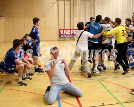 Handball Bundesliga. SC Ferlach gegen St. Poelten. Jubel (Ferlach). Ferlach, am 5.5.2016.
Foto: Kuess 
---
pressefotos, pressefotografie, kuess, qs, qspictures, sport, bild, bilder, bilddatenbank