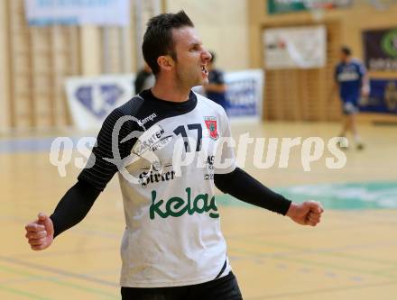 Handball Bundesliga. SC Ferlach gegen St. Poelten.  Jubel Izudin Mujanovic (Ferlach). Ferlach, am 5.5.2016.
Foto: Kuess 
---
pressefotos, pressefotografie, kuess, qs, qspictures, sport, bild, bilder, bilddatenbank