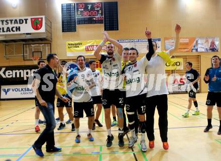 Handball Bundesliga. SC Ferlach gegen St. Poelten. Jubel Ferlach. Ferlach, am 5.5.2016.
Foto: Kuess 
---
pressefotos, pressefotografie, kuess, qs, qspictures, sport, bild, bilder, bilddatenbank