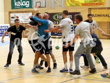 Handball Bundesliga. SC Ferlach gegen St. Poelten. Jubel (Ferlach). Ferlach, am 5.5.2016.
Foto: Kuess 
---
pressefotos, pressefotografie, kuess, qs, qspictures, sport, bild, bilder, bilddatenbank