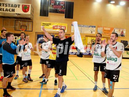 Handball Bundesliga. SC Ferlach gegen St. Poelten. Jubel Risto Arnaudovski (Ferlach). Ferlach, am 5.5.2016.
Foto: Kuess 
---
pressefotos, pressefotografie, kuess, qs, qspictures, sport, bild, bilder, bilddatenbank