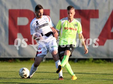 Fussball Kaerntner Liga. SAK gegen Kuehnsdorf. Patrick Lausegger, (SAK), Zoran Vukovic  (Kuehnsdorf). Welzenegg, am 16.5.2016.
Foto: Kuess




---
pressefotos, pressefotografie, kuess, qs, qspictures, sport, bild, bilder, bilddatenbank