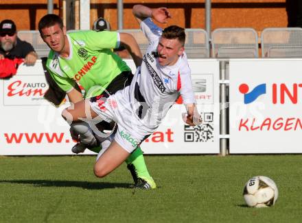 Fussball Kaerntner Liga. SAK gegen Kuehnsdorf. Davor Tadijanovic,  (SAK), Matias Adrian Morales (Kuehnsdorf). Welzenegg, am 16.5.2016.
Foto: Kuess




---
pressefotos, pressefotografie, kuess, qs, qspictures, sport, bild, bilder, bilddatenbank