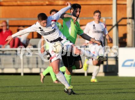 Fussball Kaerntner Liga. SAK gegen Kuehnsdorf. Dino Musija, (SAK), Mario Simon  (Kuehnsdorf). Welzenegg, am 16.5.2016.
Foto: Kuess




---
pressefotos, pressefotografie, kuess, qs, qspictures, sport, bild, bilder, bilddatenbank