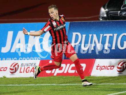 Fussball tipico Bundesliga. RZ Pellets WAC gegen FC Admira Wacker Moedling. Torjubel Christoph Monschein (Moedling). Lavanttal Arena Wolfsberg, am 11.5.2016.
Foto: Kuess
---
pressefotos, pressefotografie, kuess, qs, qspictures, sport, bild, bilder, bilddatenbank