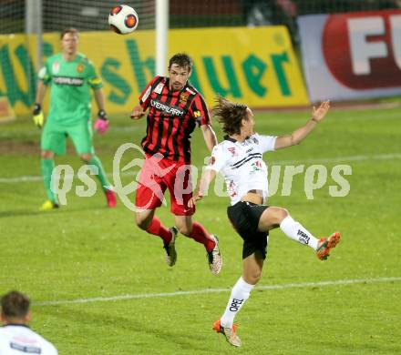 Fussball tipico Bundesliga. RZ Pellets WAC gegen FC Admira Wacker Moedling. Philip Hellqvist, (WAC), Markus Lackner  (Moedling). Lavanttal Arena Wolfsberg, am 11.5.2016.
Foto: Kuess
---
pressefotos, pressefotografie, kuess, qs, qspictures, sport, bild, bilder, bilddatenbank