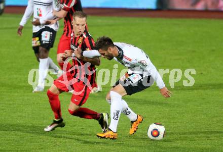 Fussball tipico Bundesliga. RZ Pellets WAC gegen FC Admira Wacker Moedling. Manuel Seidl,  (WAC),  Christoph Monschein (Moedling). Lavanttal Arena Wolfsberg, am 11.5.2016.
Foto: Kuess
---
pressefotos, pressefotografie, kuess, qs, qspictures, sport, bild, bilder, bilddatenbank