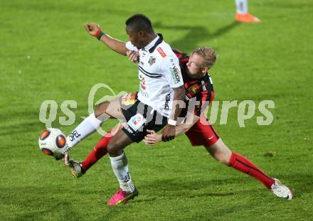 Fussball tipico Bundesliga. RZ Pellets WAC gegen FC Admira Wacker Moedling. Issiaka Oueraogo, (WAC), Markus Pavic (Moedling). Lavanttal Arena Wolfsberg, am 11.5.2016.
Foto: Kuess
---
pressefotos, pressefotografie, kuess, qs, qspictures, sport, bild, bilder, bilddatenbank