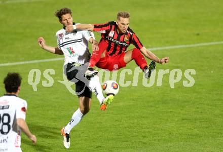 Fussball tipico Bundesliga. RZ Pellets WAC gegen FC Admira Wacker Moedling. Boris Huettenbrenner (WAC), , Christoph Monschein (Moedling). Lavanttal Arena Wolfsberg, am 11.5.2016.
Foto: Kuess
---
pressefotos, pressefotografie, kuess, qs, qspictures, sport, bild, bilder, bilddatenbank