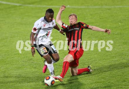 Fussball tipico Bundesliga. RZ Pellets WAC gegen FC Admira Wacker Moedling. Issiaka Oueraogo, (WAC), Markus Pavic (Moedling). Lavanttal Arena Wolfsberg, am 11.5.2016.
Foto: Kuess
---
pressefotos, pressefotografie, kuess, qs, qspictures, sport, bild, bilder, bilddatenbank