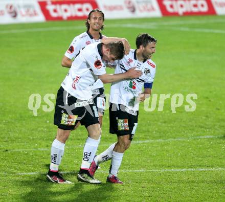 Fussball tipico Bundesliga. RZ Pellets WAC gegen FC Admira Wacker Moedling. Torjubel Tadej Trdina, Joachim Standfest, Philip Hellqvist (WAC). Lavanttal Arena Wolfsberg, am 11.5.2016.
Foto: Kuess
---
pressefotos, pressefotografie, kuess, qs, qspictures, sport, bild, bilder, bilddatenbank