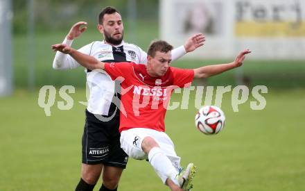 Fussball Kaerntner Liga. Kuehnsdorf gegen Gmuend. Blaz Mohar,  (Kuehnsdorf), Kevin Matthias Winkler (Gmuend). Kuehnsdorf, am 14.5.2016.
Foto: Kuess
---
pressefotos, pressefotografie, kuess, qs, qspictures, sport, bild, bilder, bilddatenbank