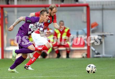 Fussball Sky Go Erste Liga. SK Austria Klagenfurt gegen FC Wacker Innsbruck. Rajko Rep, (Klagenfurt), Danijel Micic  (FC Wacker Innsbruck). Klagenfurt, am 20.5.2016.
Foto: Kuess
---
pressefotos, pressefotografie, kuess, qs, qspictures, sport, bild, bilder, bilddatenbank